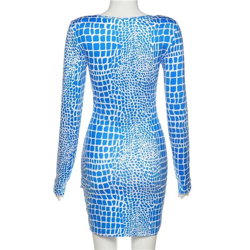 2024Print Tight Mini Sexy Club Wear Elegant Dress