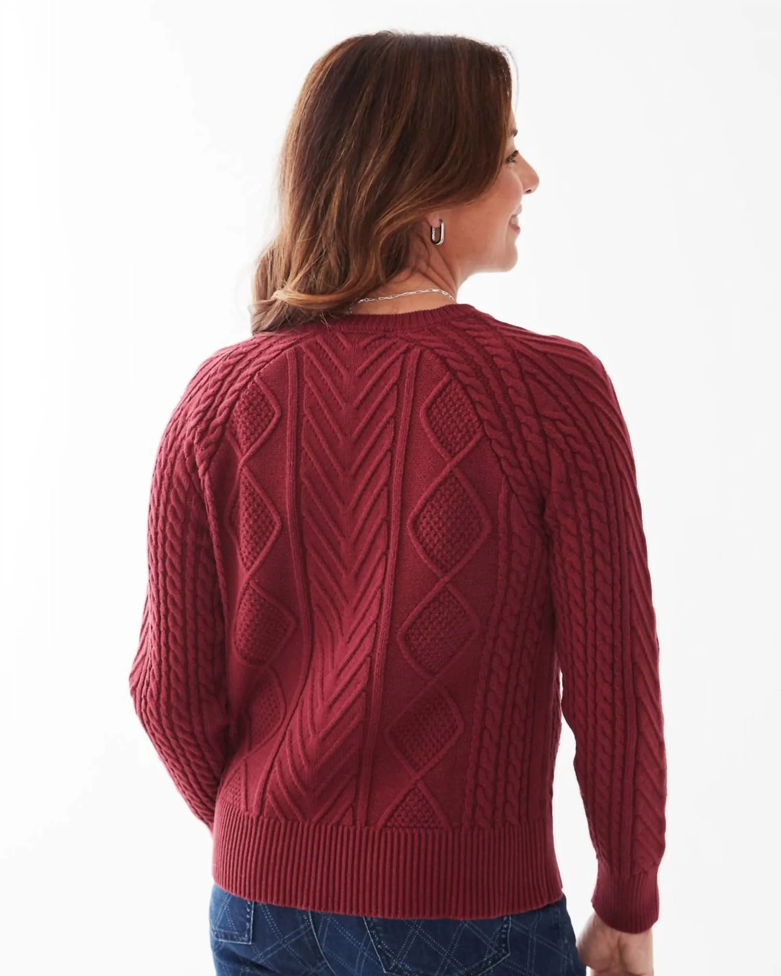 A-Line Cable Raglan Sweater in Cabernet | Cabernet