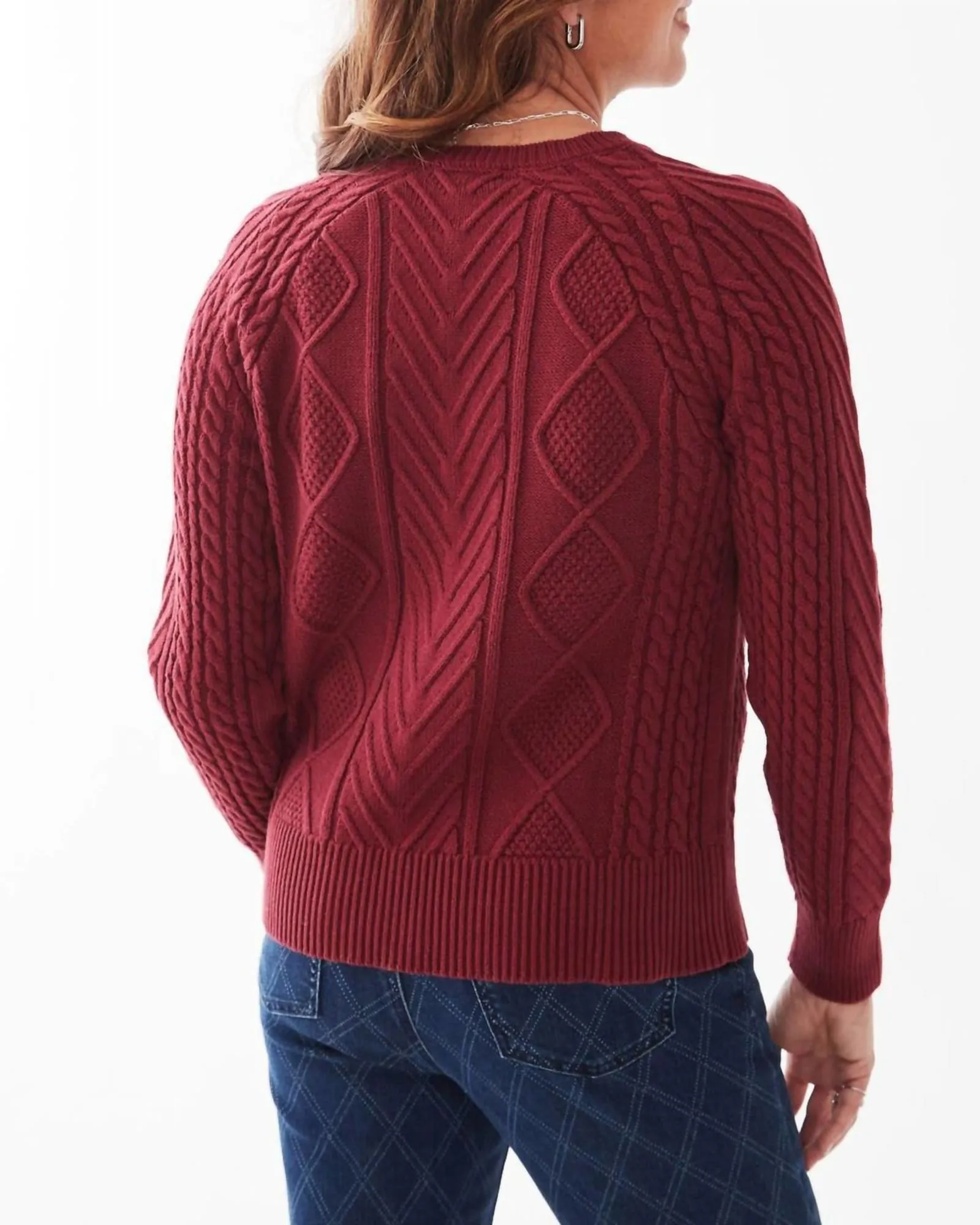 A-Line Cable Raglan Sweater in Cabernet | Cabernet