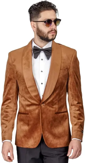AZAR MAN Slim Fit 1 Button Velvet Shawl Dinner Jacket