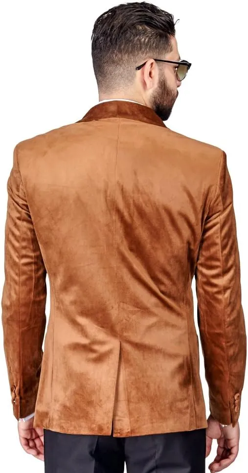 AZAR MAN Slim Fit 1 Button Velvet Shawl Dinner Jacket