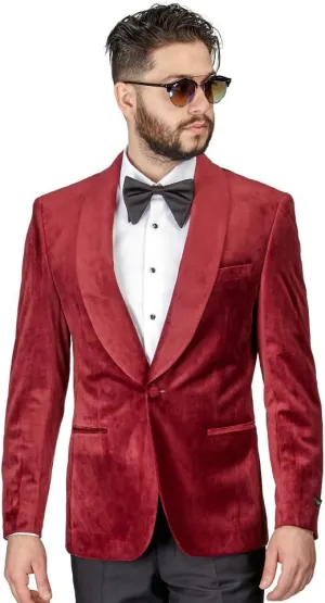 AZAR MAN Slim Fit 1 Button Velvet Shawl Dinner Jacket