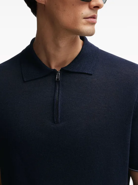 BOSS fine-knit polo shirt