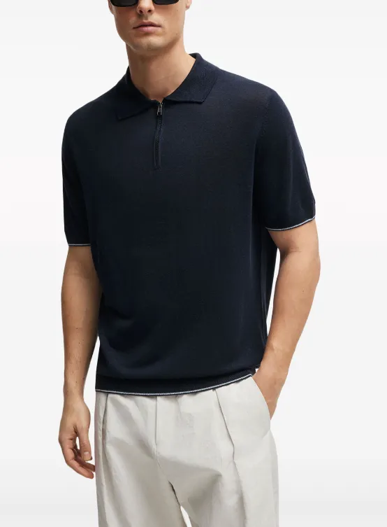 BOSS fine-knit polo shirt