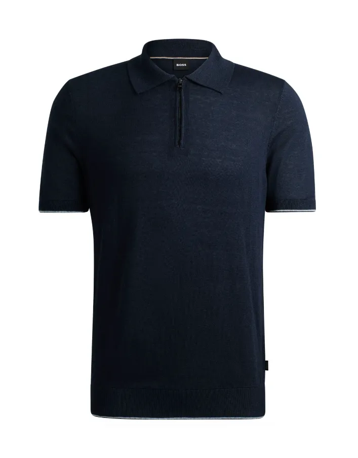 BOSS fine-knit polo shirt