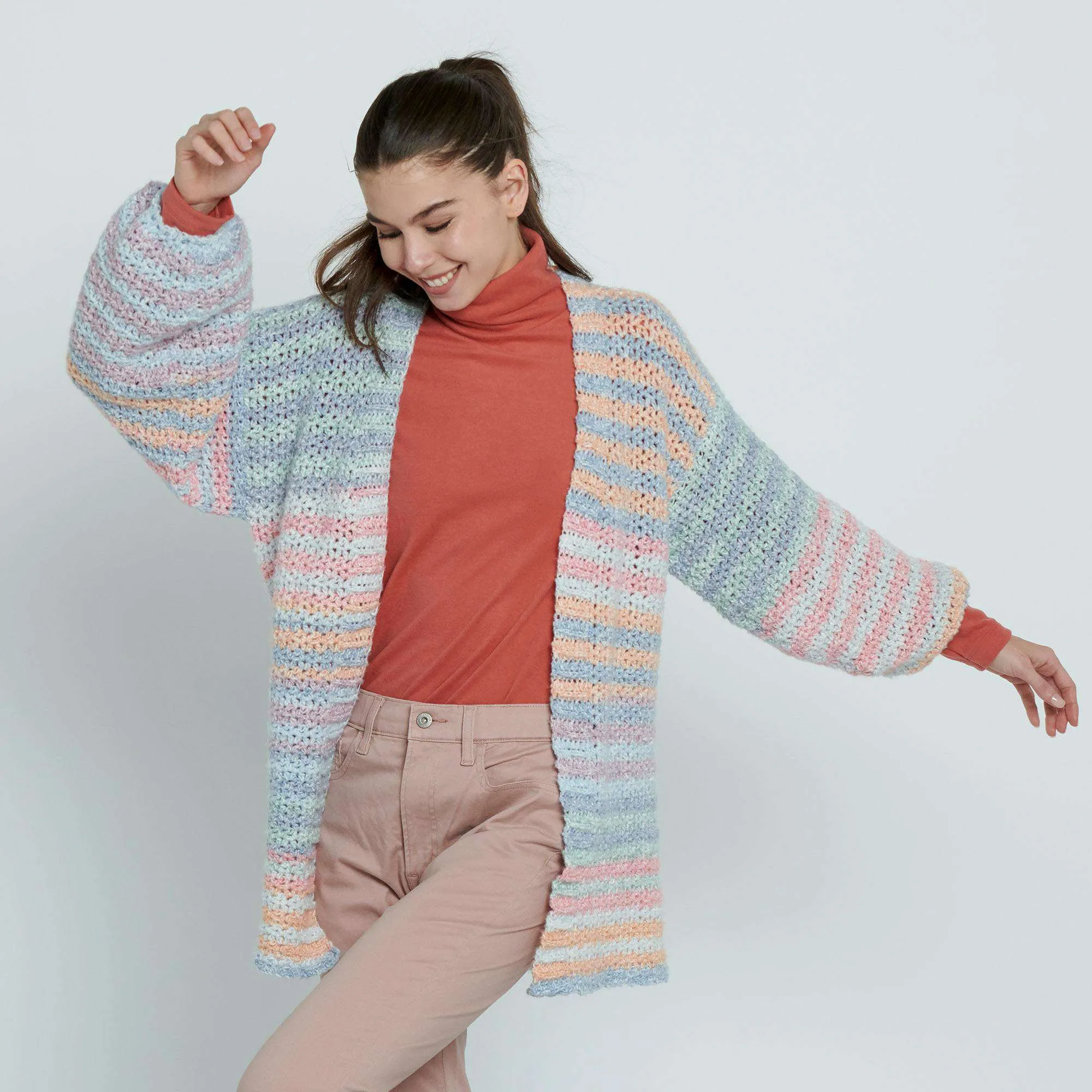 Caron Relaxed Crochet Cardigan