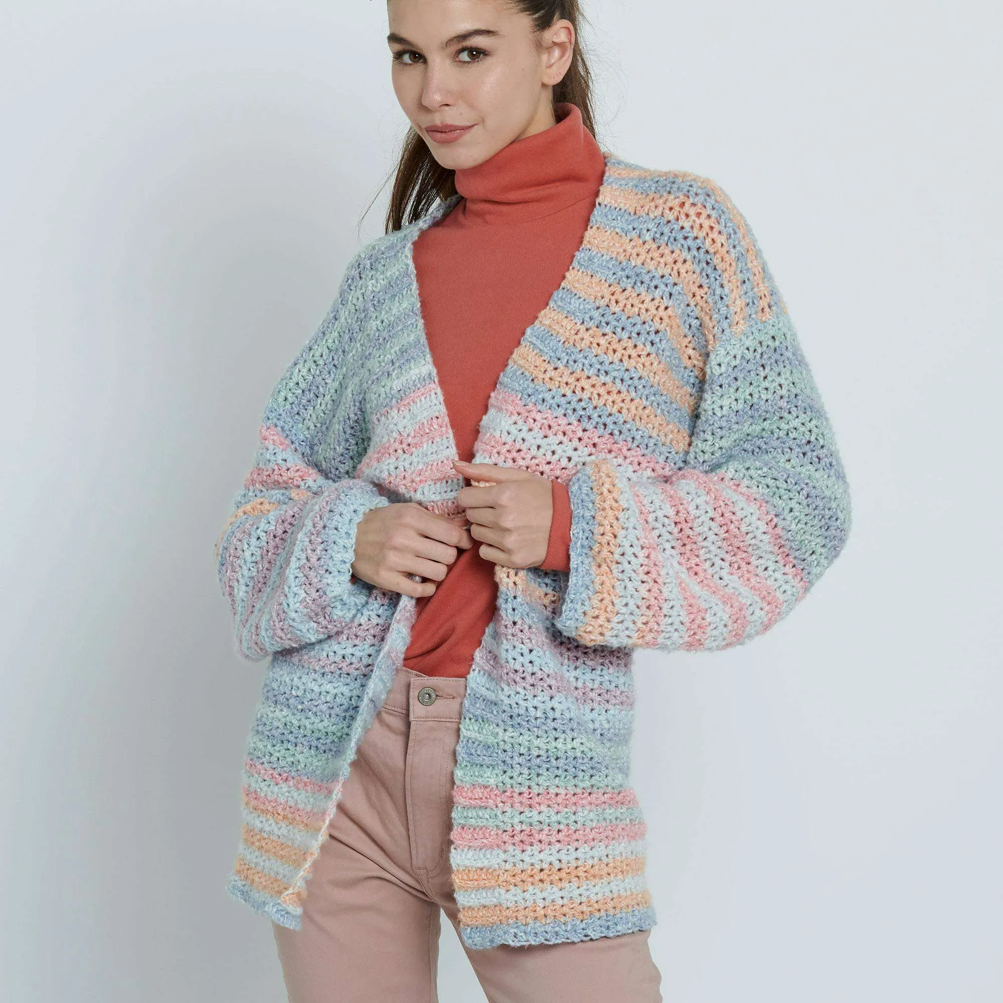 Caron Relaxed Crochet Cardigan