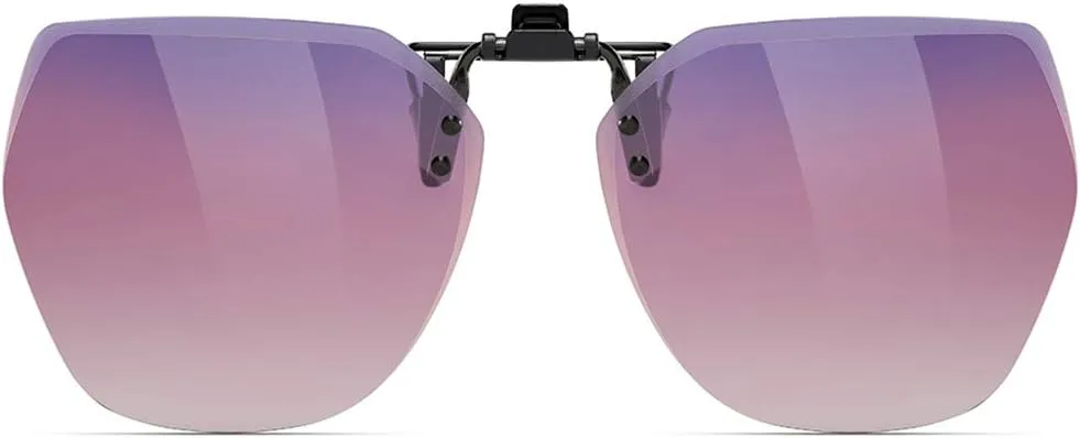 CAXMAN Polarized Clip On Sunglasses for Women Over Prescription Glasses Polygon Style