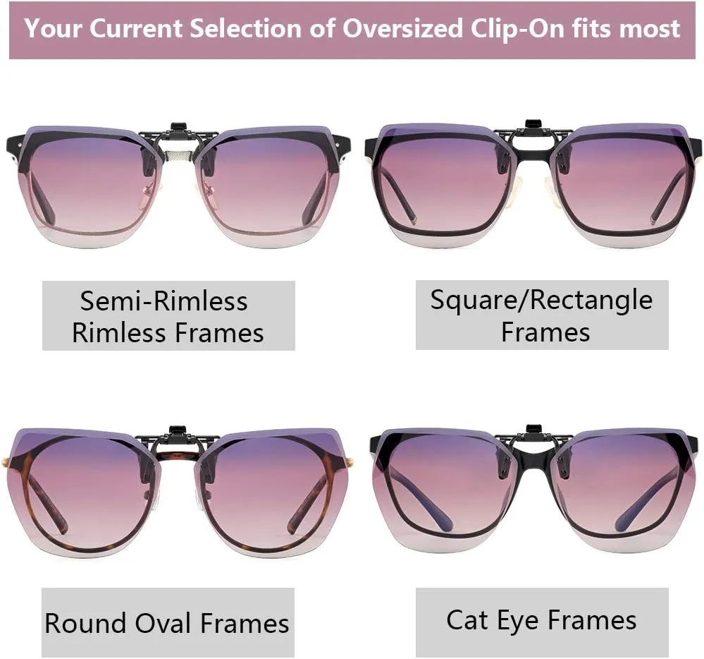 CAXMAN Polarized Clip On Sunglasses for Women Over Prescription Glasses Polygon Style