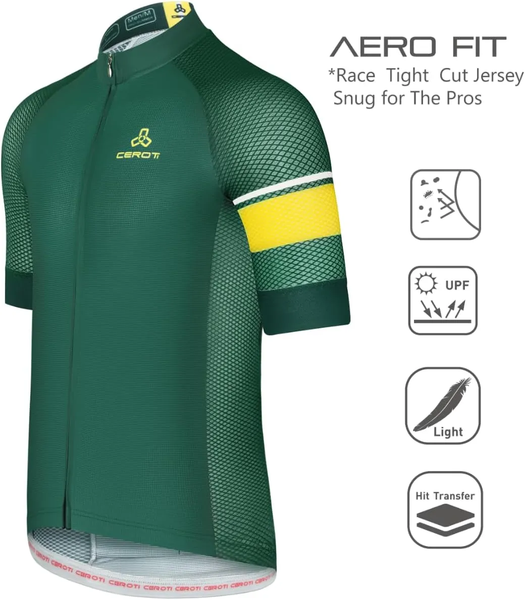 CEROTIPOLAR Snug Fit Men AirCool Cycling Jersey Bike Shirts UPF50 ,PRO Dry Fit Light Weight Fabric