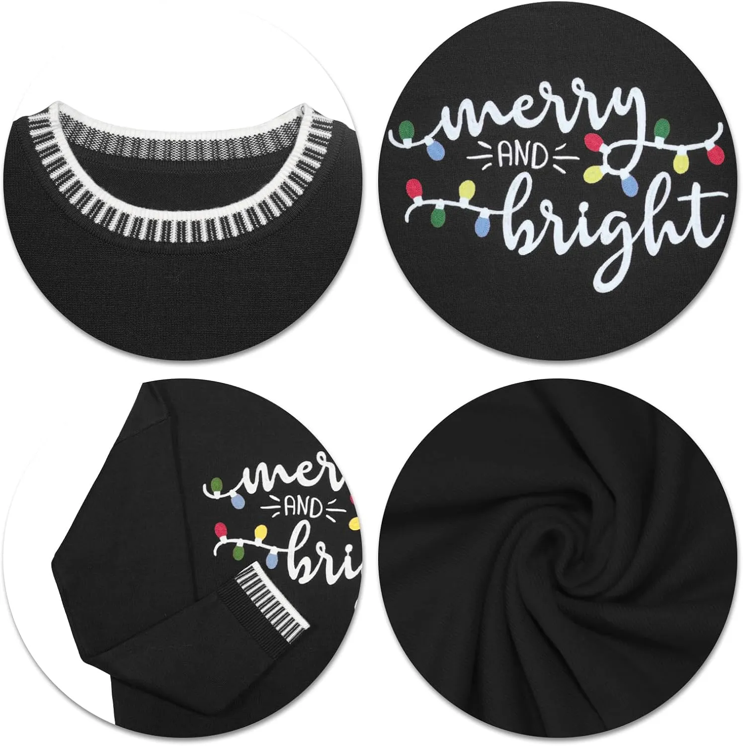Christmas Sweaters for Women: Merry and Bright Sweatshirt Merry Christmas Long Sleeve Pullover Tops