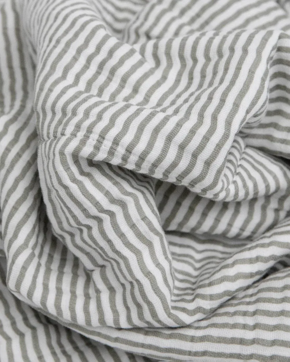 Cotton Muslin Baby Quilt - Grey Stripe