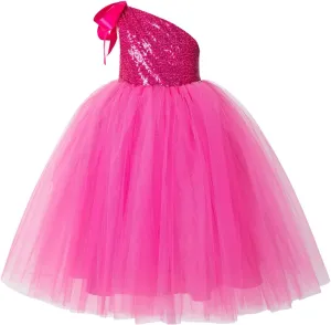 ekidsbridal One-Shoulder Sequin Tutu Flower Girl Dress Princess Dresses Pageant Gown 182
