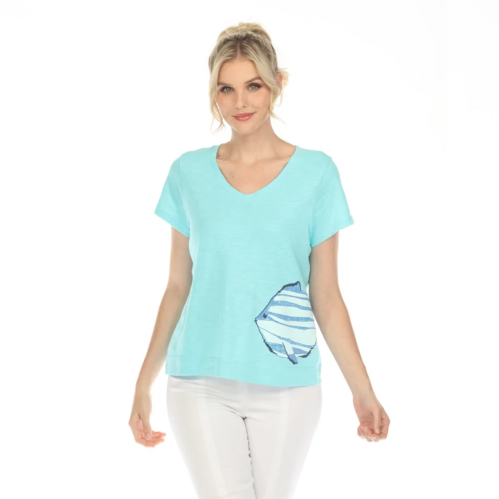 Escape by Habitat Tee w Striped Fish in Turquoise - 48100-TQ