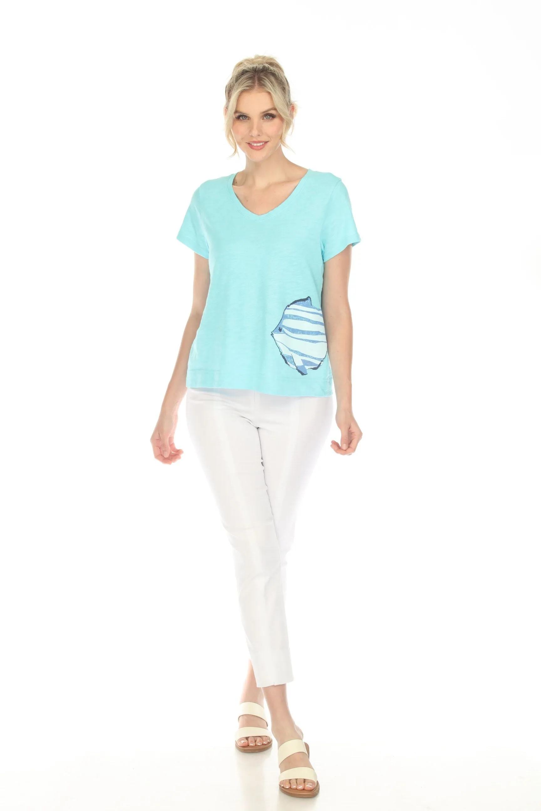 Escape by Habitat Tee w Striped Fish in Turquoise - 48100-TQ