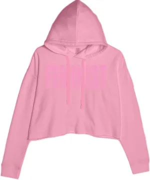 Feminist (Pink Print) Cropped Fleece Hoodie, Soft & Cozy, Trendy Fit
