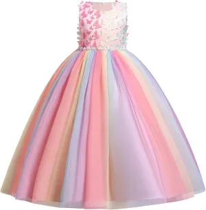 Flower Girls Vintage Floral Boho Lace 3/4 Sleeves Maxi Dress Wedding Princess Party Communion Evening Formal Dance Gown