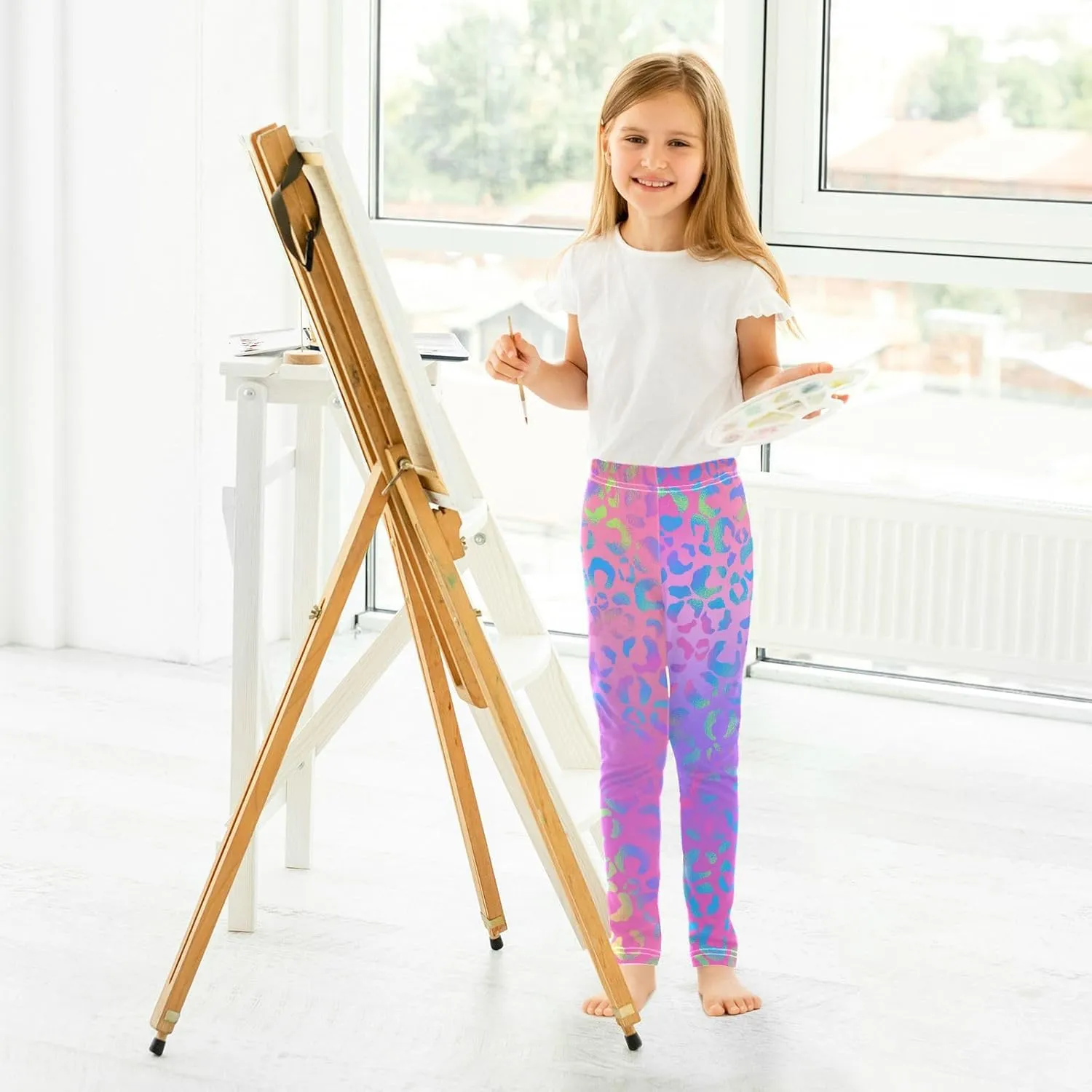 Girls' Leggings Bright Neon Leopard Toddler Kids Stretch Yoga Pants Tights Dance Baby Athletic Long Pants 4T
