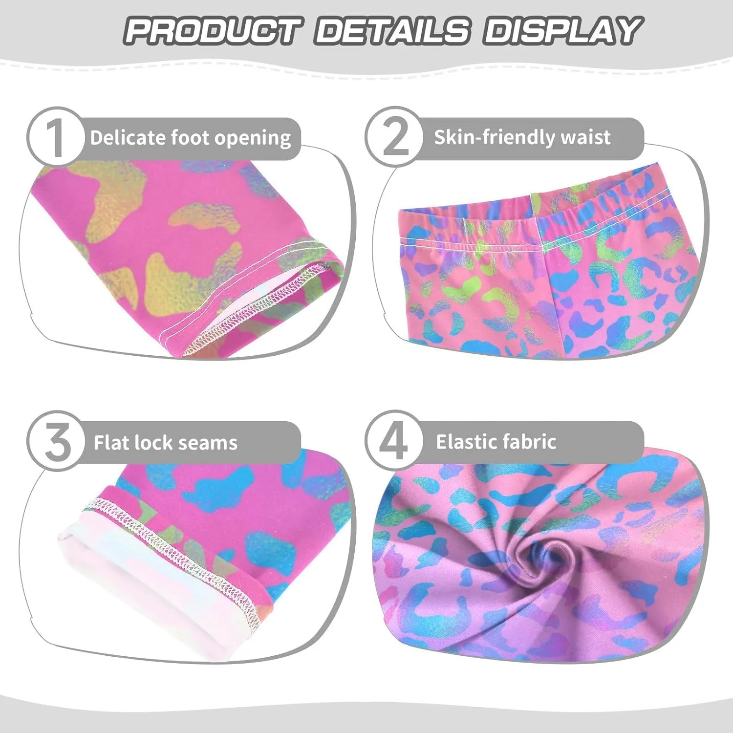 Girls' Leggings Bright Neon Leopard Toddler Kids Stretch Yoga Pants Tights Dance Baby Athletic Long Pants 4T