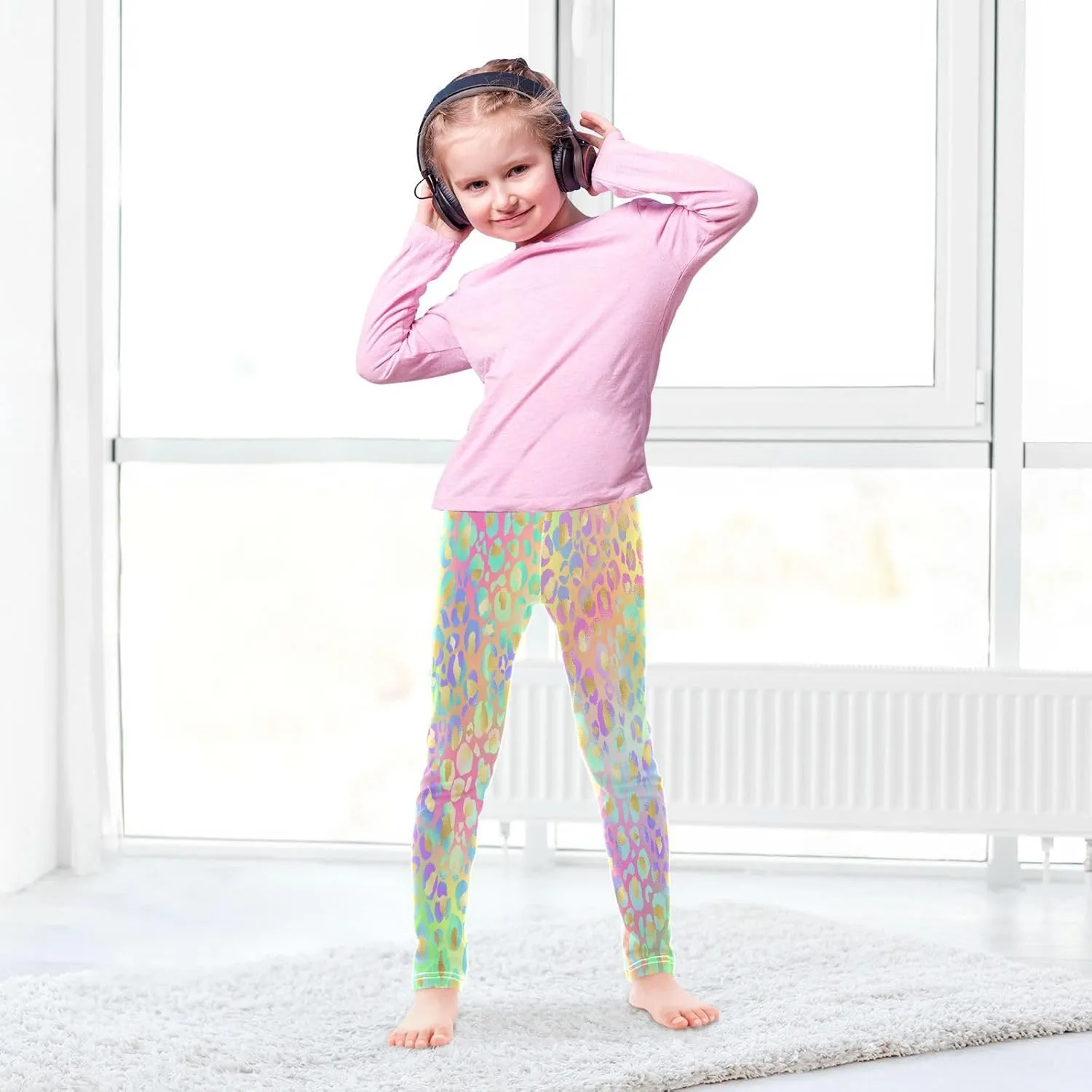 Girls' Leggings Leopard Gradient Bright Toddler Kids Stretch Yoga Pants Tights Dance Athletic Long Pants 4T