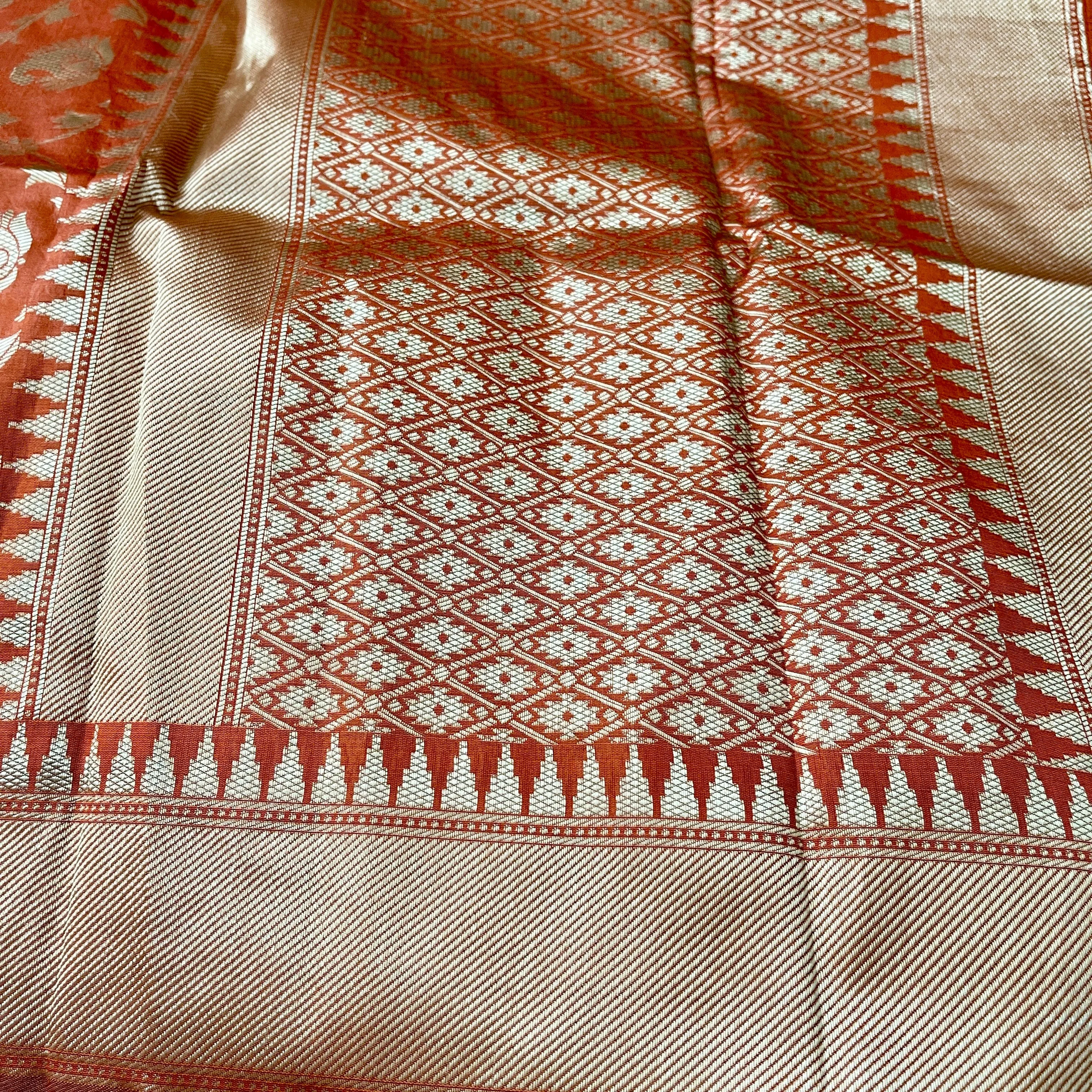 Glossy Orange Banarasi Style Duppatta
