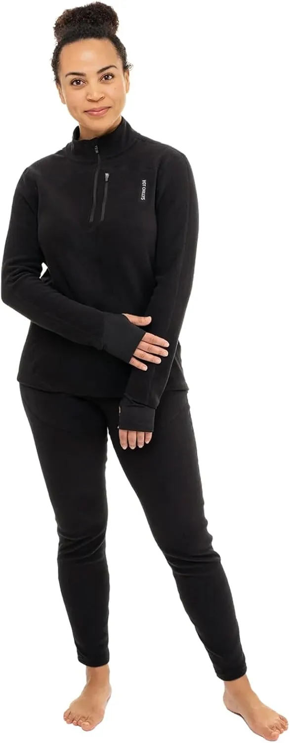 Hot Chillys Women's La Montaña Fleece Zip-T Thermal Top | UPF 40 Moisture-Wicking Mountain Weight Active Fit Base Layer Shirt
