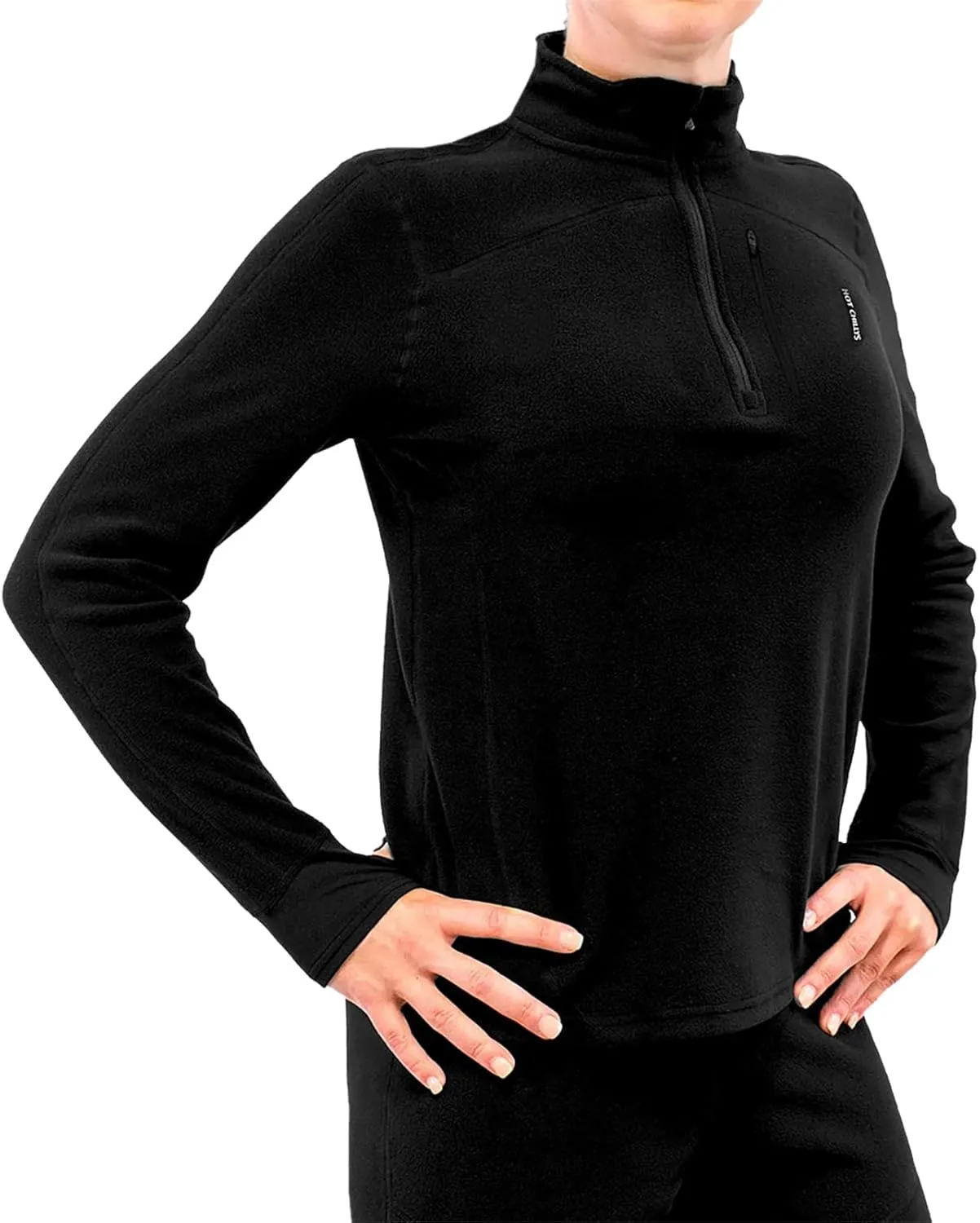 Hot Chillys Women's La Montaña Fleece Zip-T Thermal Top | UPF 40 Moisture-Wicking Mountain Weight Active Fit Base Layer Shirt