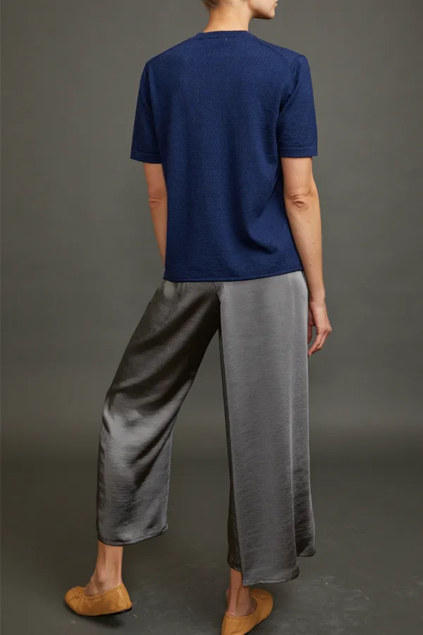 Kaitly Knit T-Shirt In Melange Blue
