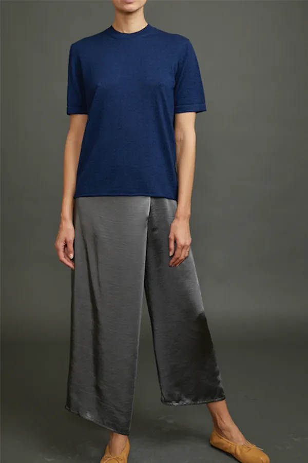Kaitly Knit T-Shirt In Melange Blue
