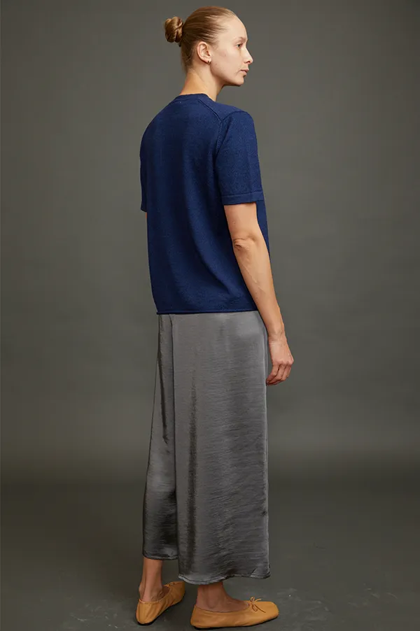 Kaitly Knit T-Shirt In Melange Blue