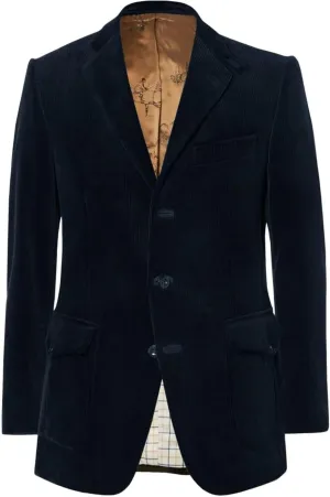 Men's Retro Classic Slim Fit Corduroy Jacket Casual Sports Style Single Breasted Three Button Jacket Large Pockets