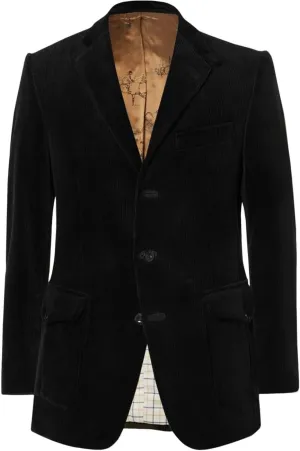 Men's Retro Classic Slim Fit Corduroy Jacket Casual Sports Style Single Breasted Three Button Jacket Large Pockets