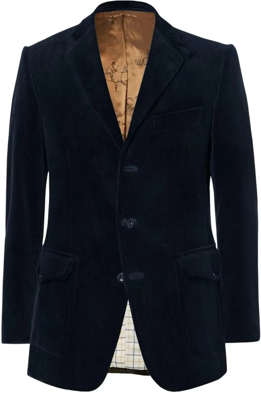 Men's Retro Classic Slim Fit Corduroy Jacket Casual Sports Style Single Breasted Three Button Jacket Large Pockets