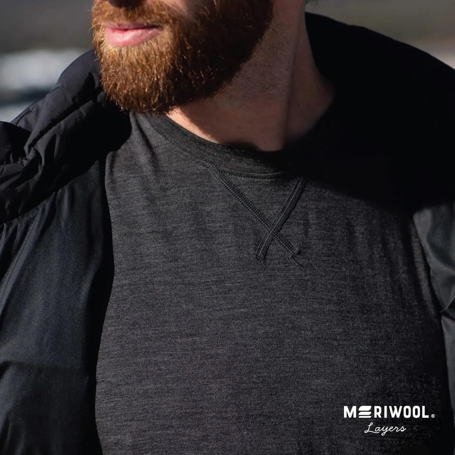 MERIWOOL Mens 100% Merino Wool Base Layer Lightweight Long Sleeve Thermal Shirt