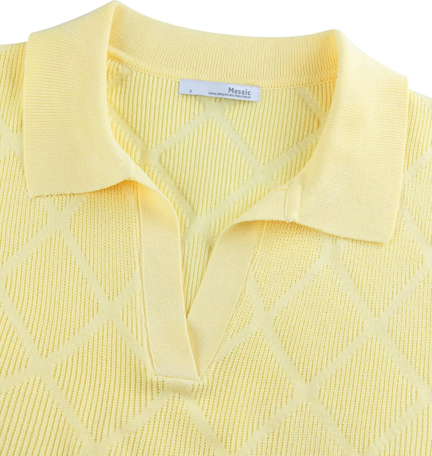 Messic Womens Cap Sleeve Sweater Lapel V Neck Casual Knit Pullover Tops 2024