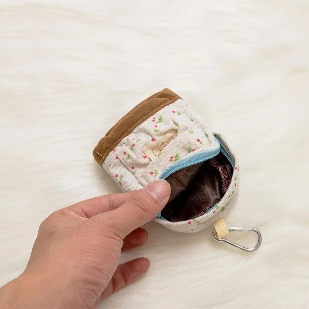 Mini Backpack Style Key Purse Pouch, Zipper Bags Keys Bag, Floral Design Wallets Mini Backpack Pendant Coin Purse(beige)