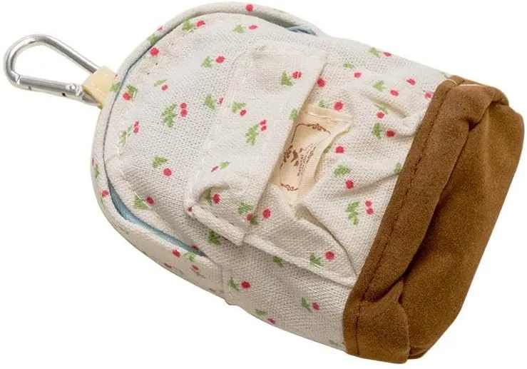 Mini Backpack Style Key Purse Pouch, Zipper Bags Keys Bag, Floral Design Wallets Mini Backpack Pendant Coin Purse(beige)
