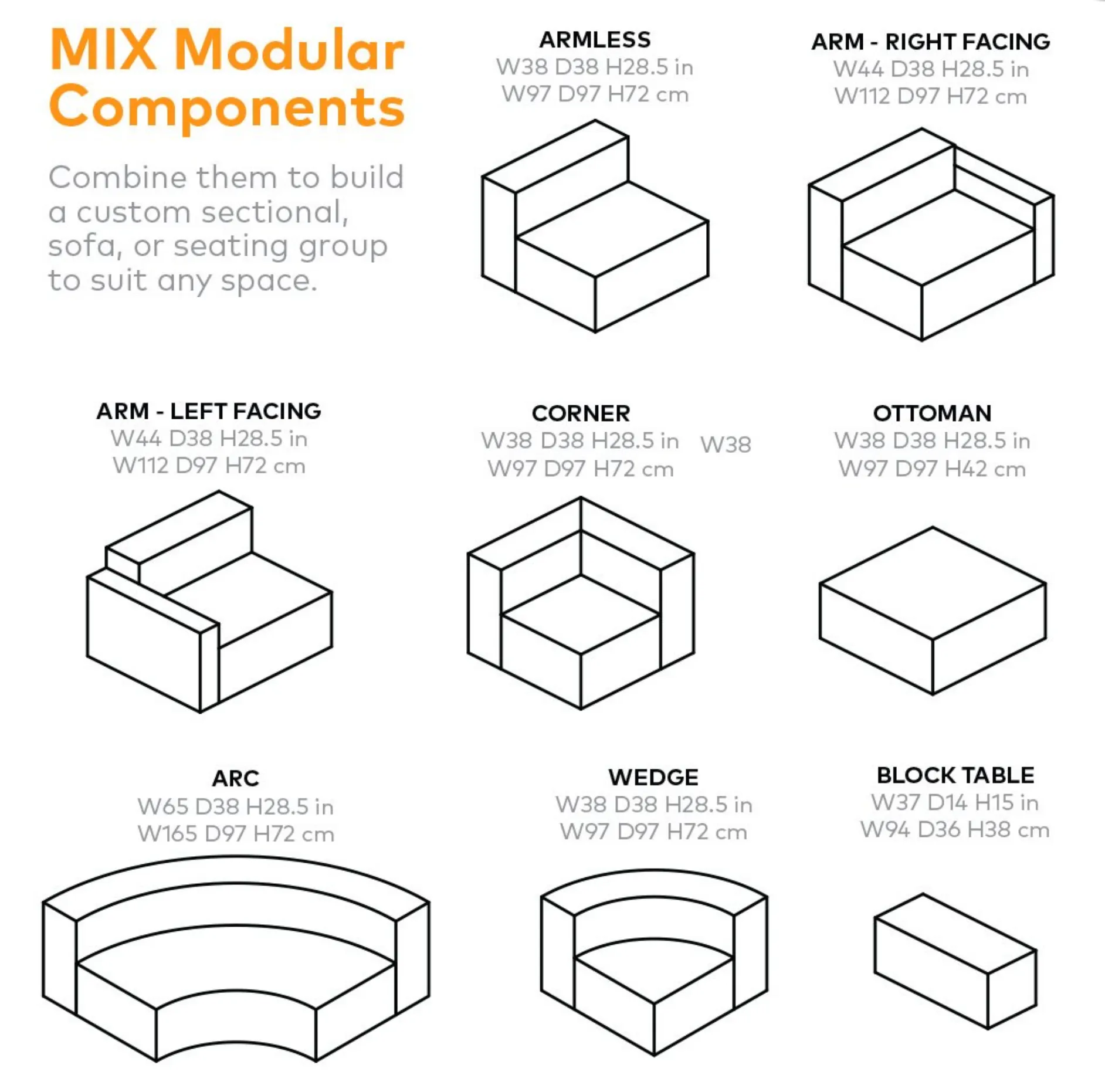 Mix Modular 5-PC Sectional - More Options