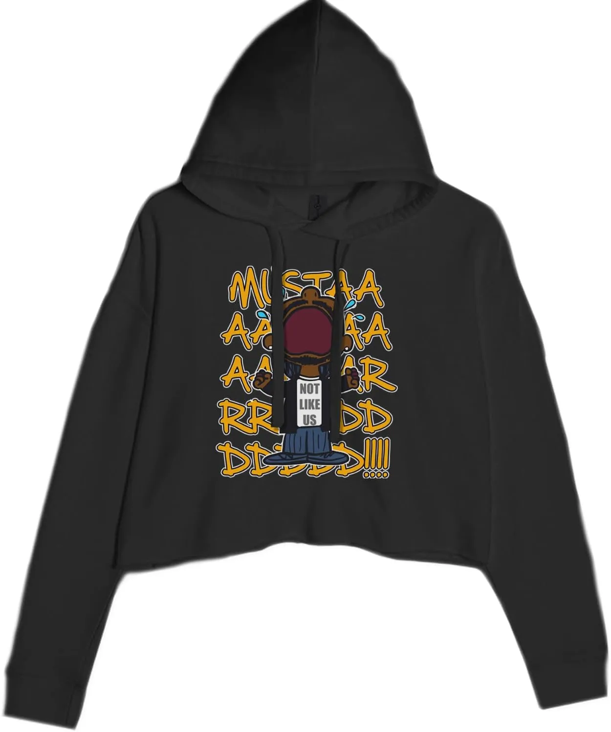 Mustard! Not Like Us Tv Off Cropped Fleece Hoodie, Soft & Cozy, Trendy Fit