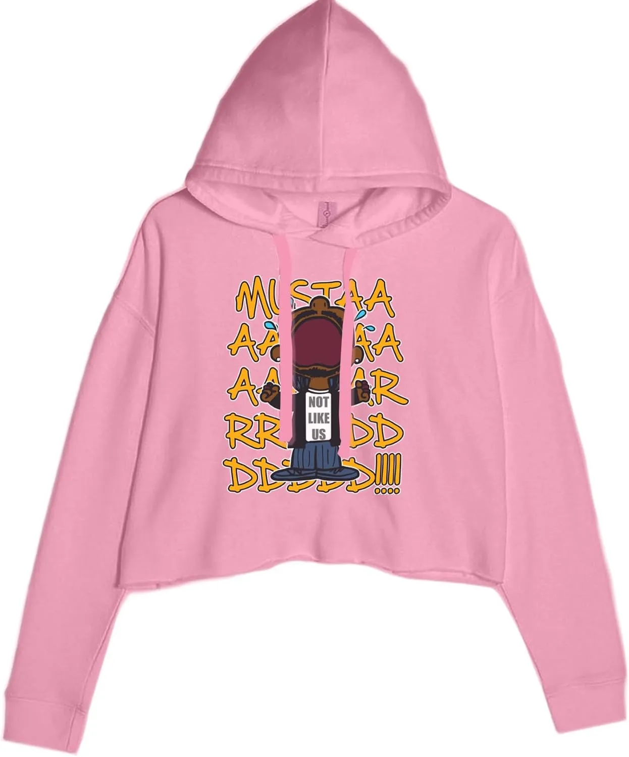 Mustard! Not Like Us Tv Off Cropped Fleece Hoodie, Soft & Cozy, Trendy Fit