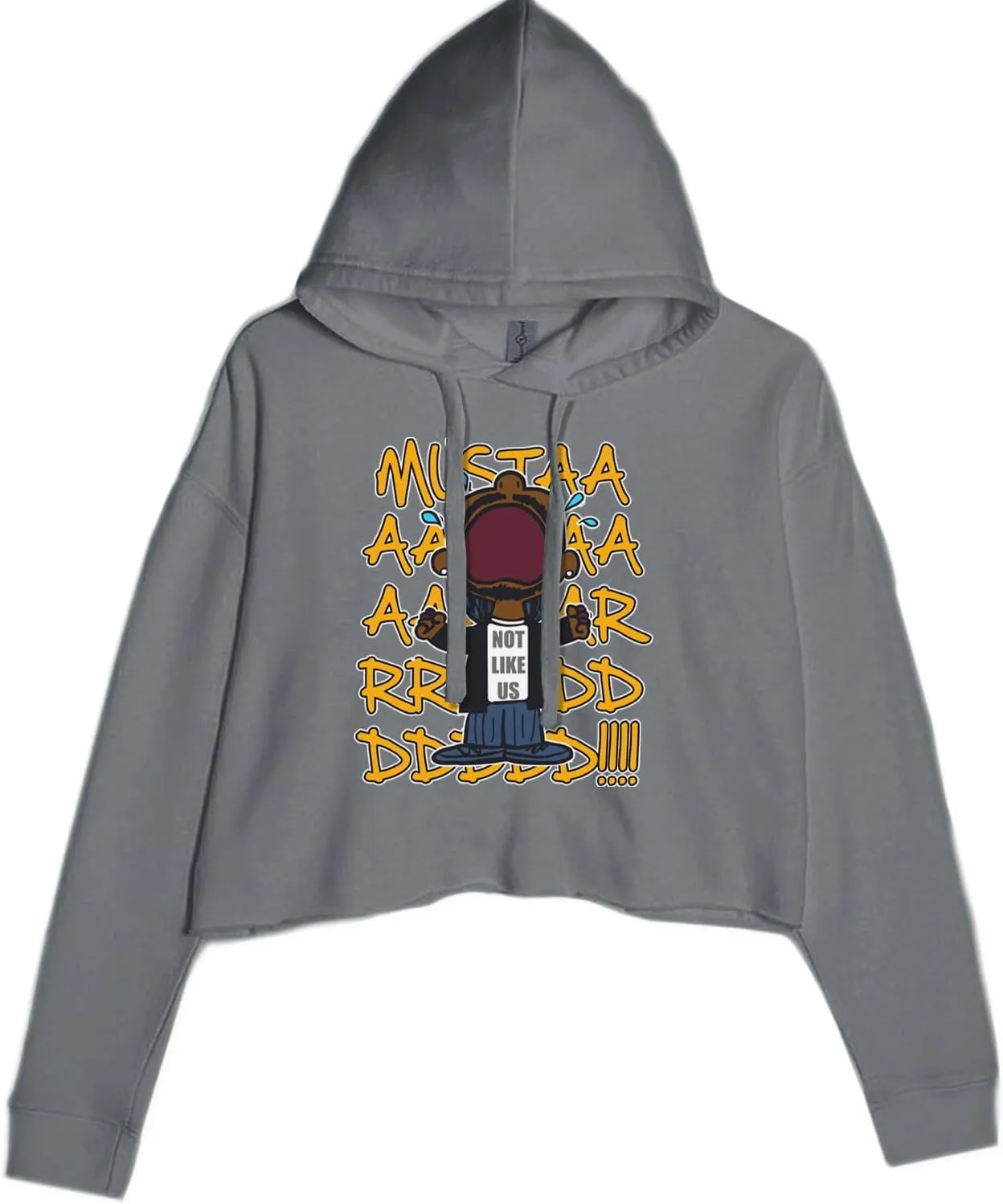 Mustard! Not Like Us Tv Off Cropped Fleece Hoodie, Soft & Cozy, Trendy Fit