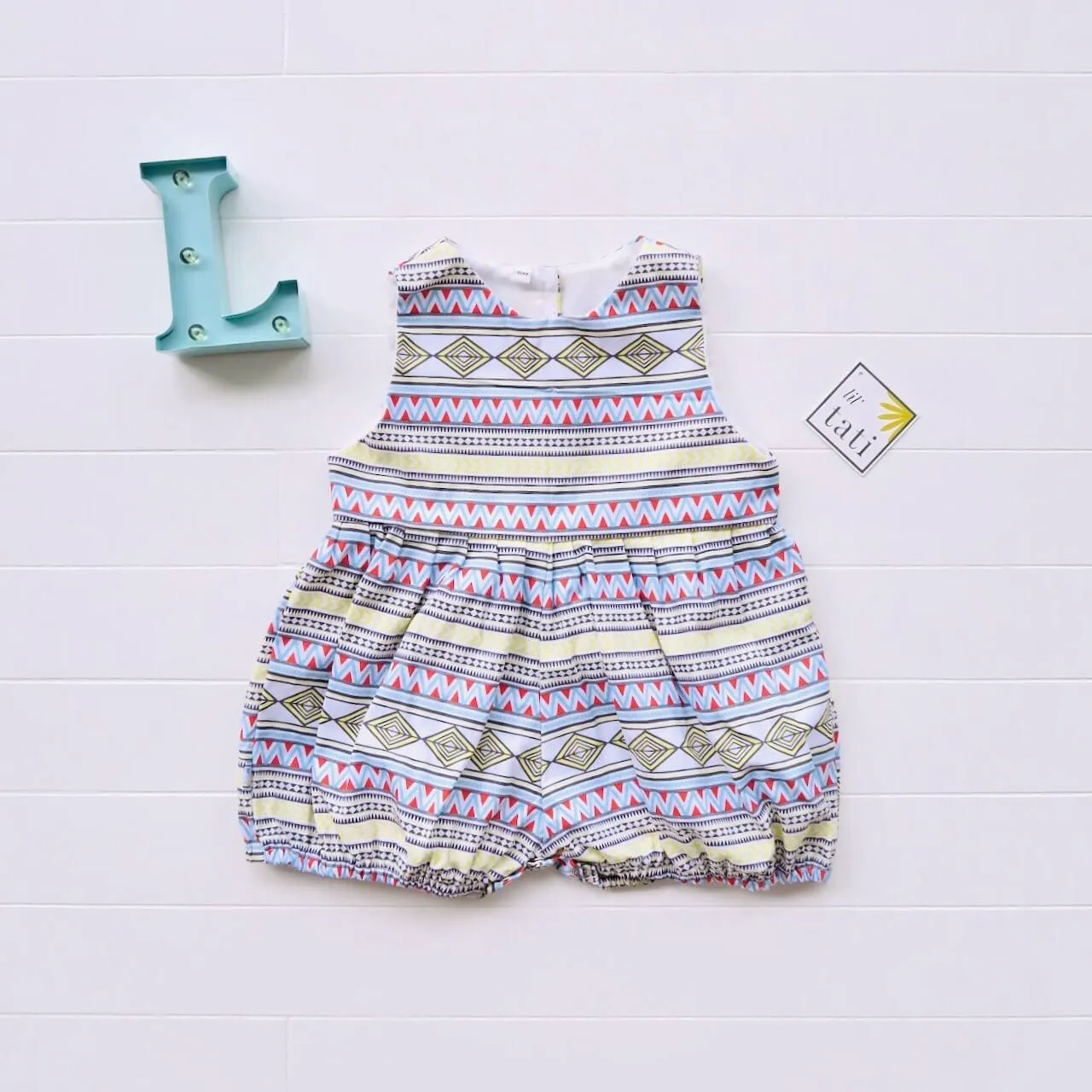 Orchid Playsuit in Colorful Tribal Print