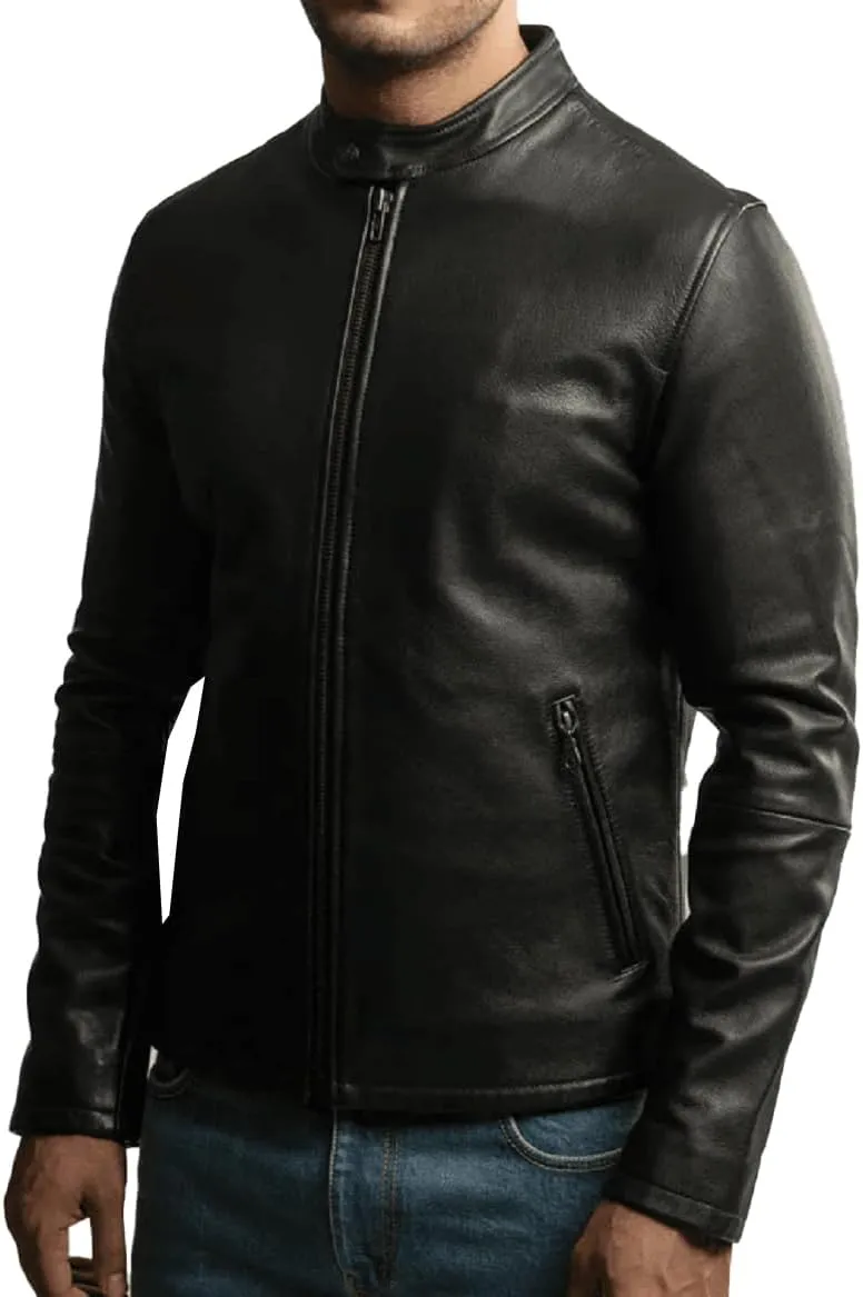 Premium Leather Jacket Men Old School Classic Style Everyday Wear Real Lambskin Mens Black Leather Jacket