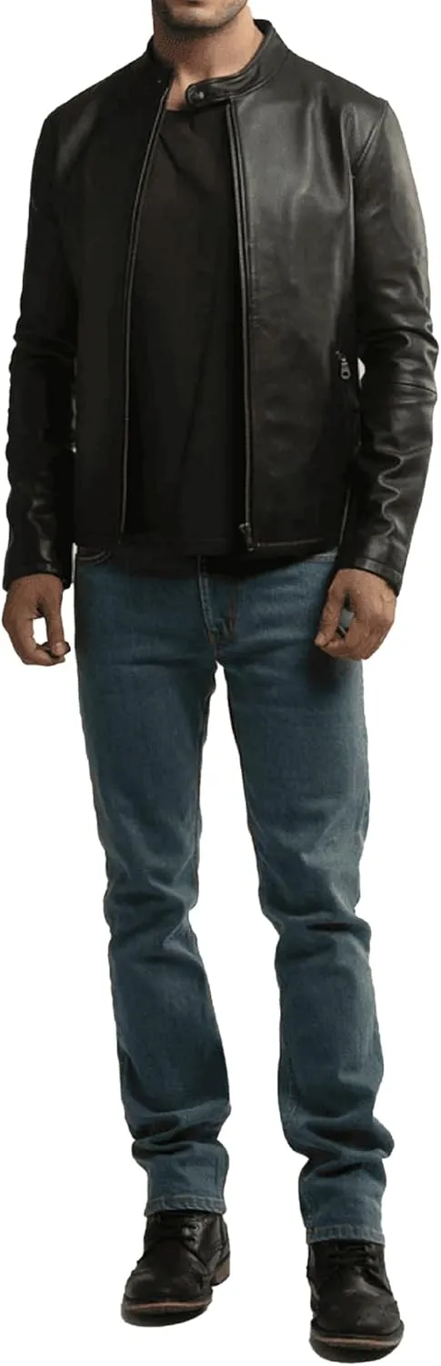 Premium Leather Jacket Men Old School Classic Style Everyday Wear Real Lambskin Mens Black Leather Jacket