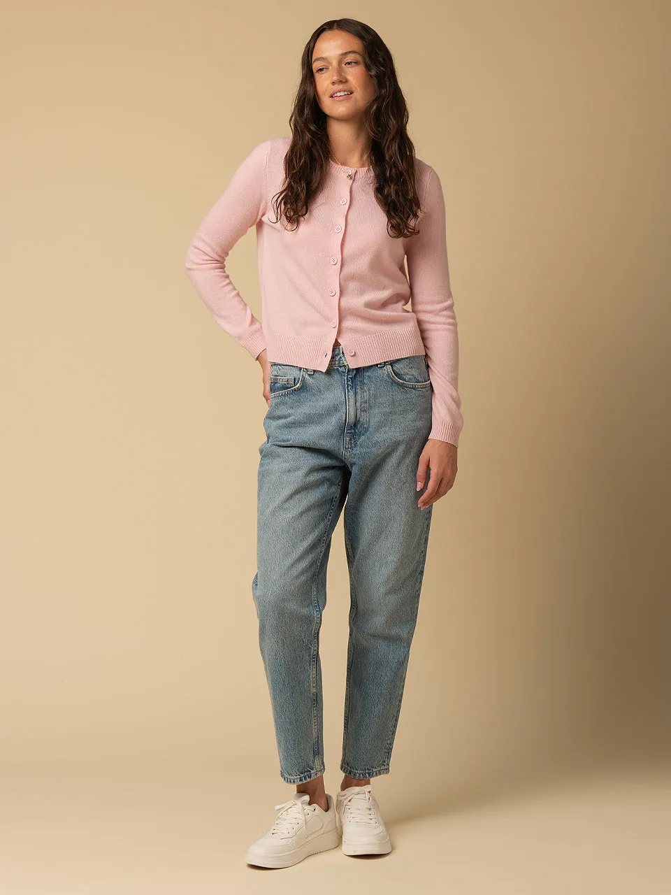 Round Neck Cardigan_Pink Blush