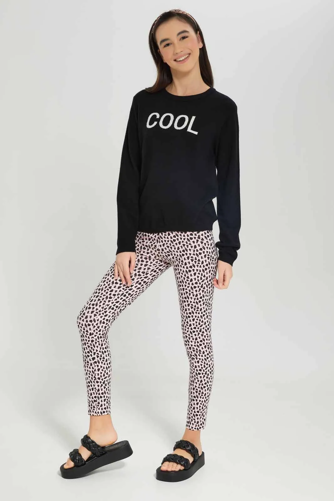 Senior Girls Black Cool Print Pullover