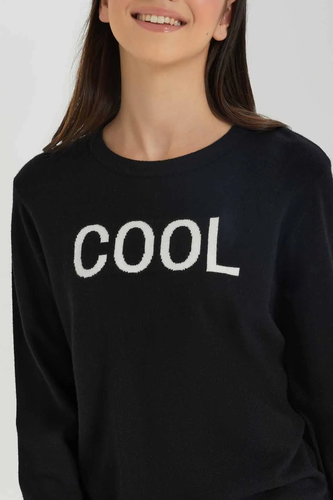 Senior Girls Black Cool Print Pullover