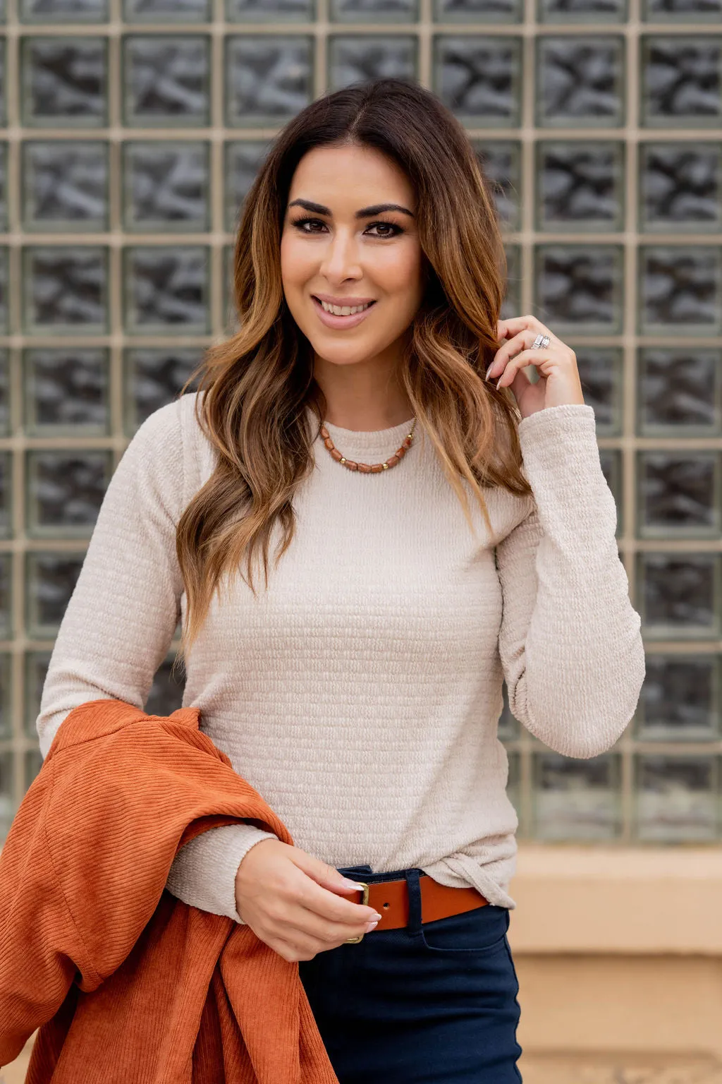Subtle Textured Long Sleeve Tee