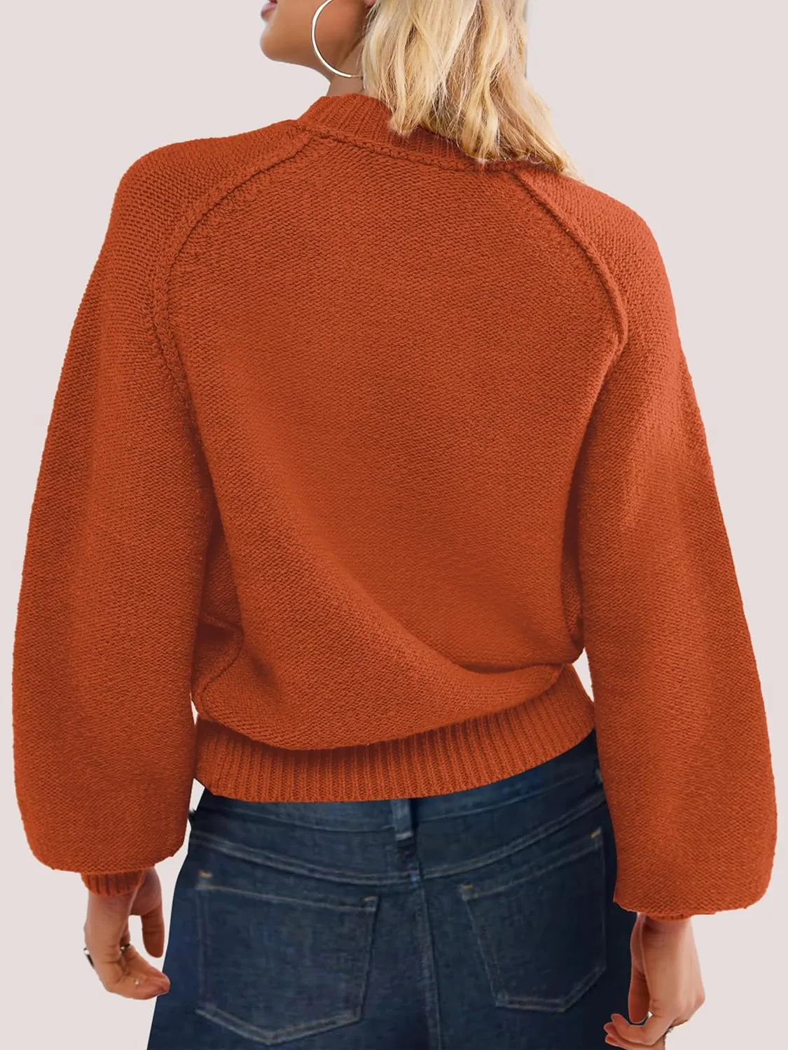 SuperPrity Sweaters for Women Fall 2024 Mock Neck Long Sleeve Knit Oversized Cropped Pullover Sweaters Top Trendy Outfits