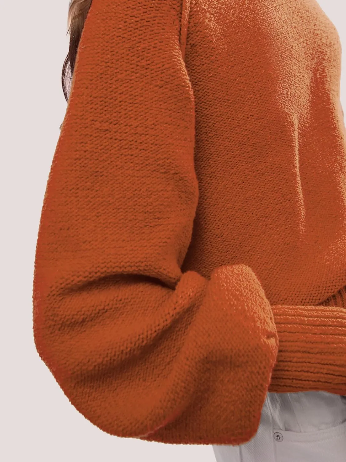 SuperPrity Sweaters for Women Fall 2024 Mock Neck Long Sleeve Knit Oversized Cropped Pullover Sweaters Top Trendy Outfits